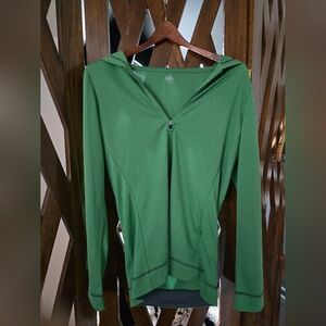ALO Yoga Green Quarter-Zip Hooded Activewear L